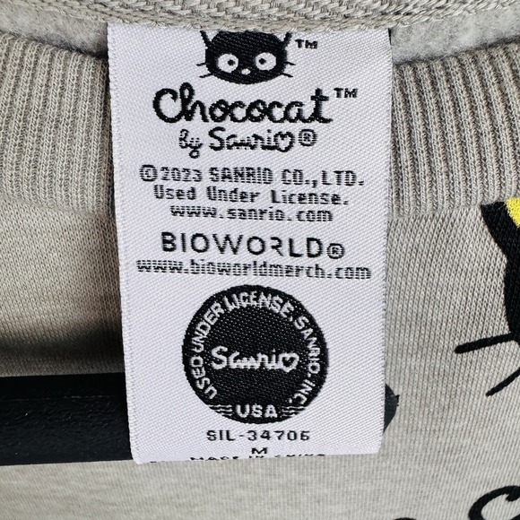 Chococat Hello Kitty & Friends Sanrio Sweatshirt Women's Medium Gray Bioworld - Picture 7 of 15